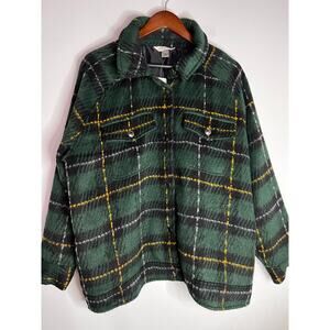 Christopher & Banks green plaid flannel jacket Size 2X NWT MSRP $80